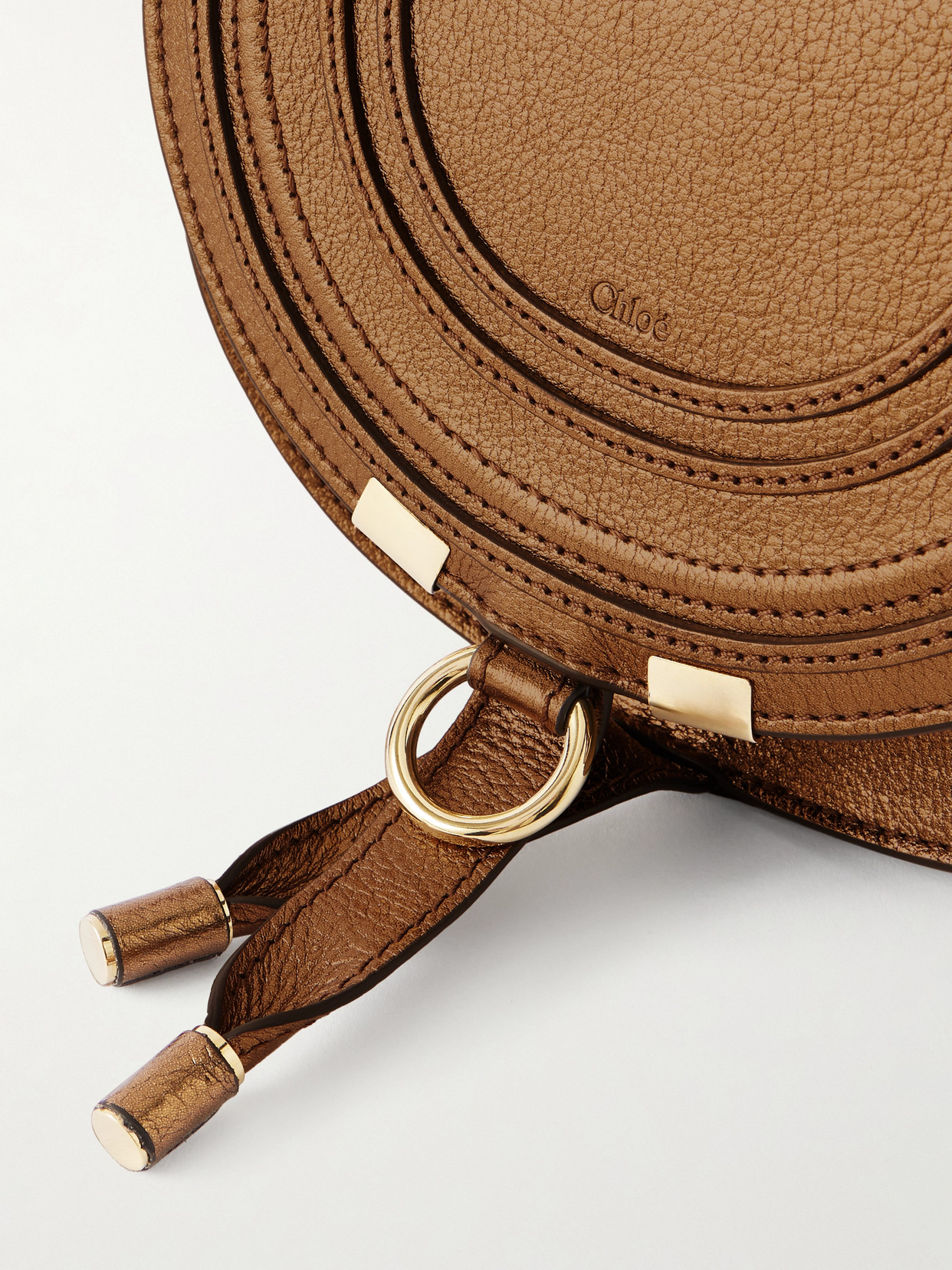 Chloé Marcie Metallic Crinkled-leather Shoulder Bag In Gold