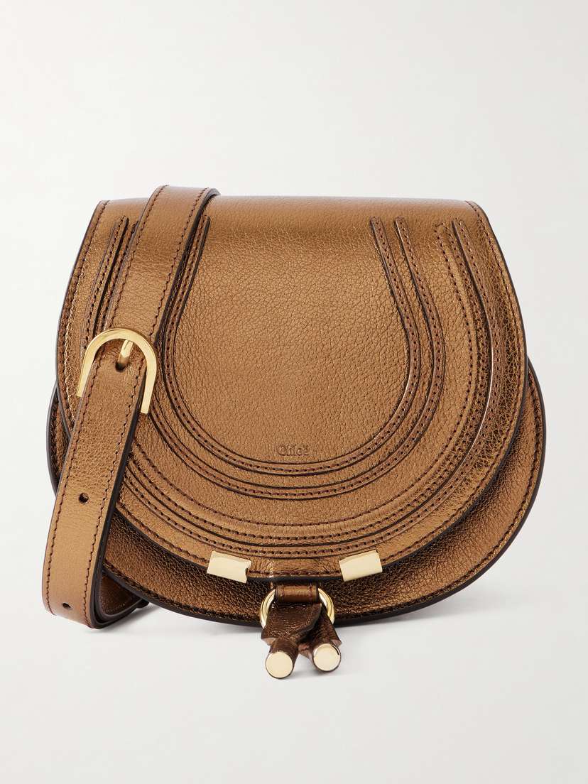 Chloé Marcie Metallic Crinkled-leather Shoulder Bag