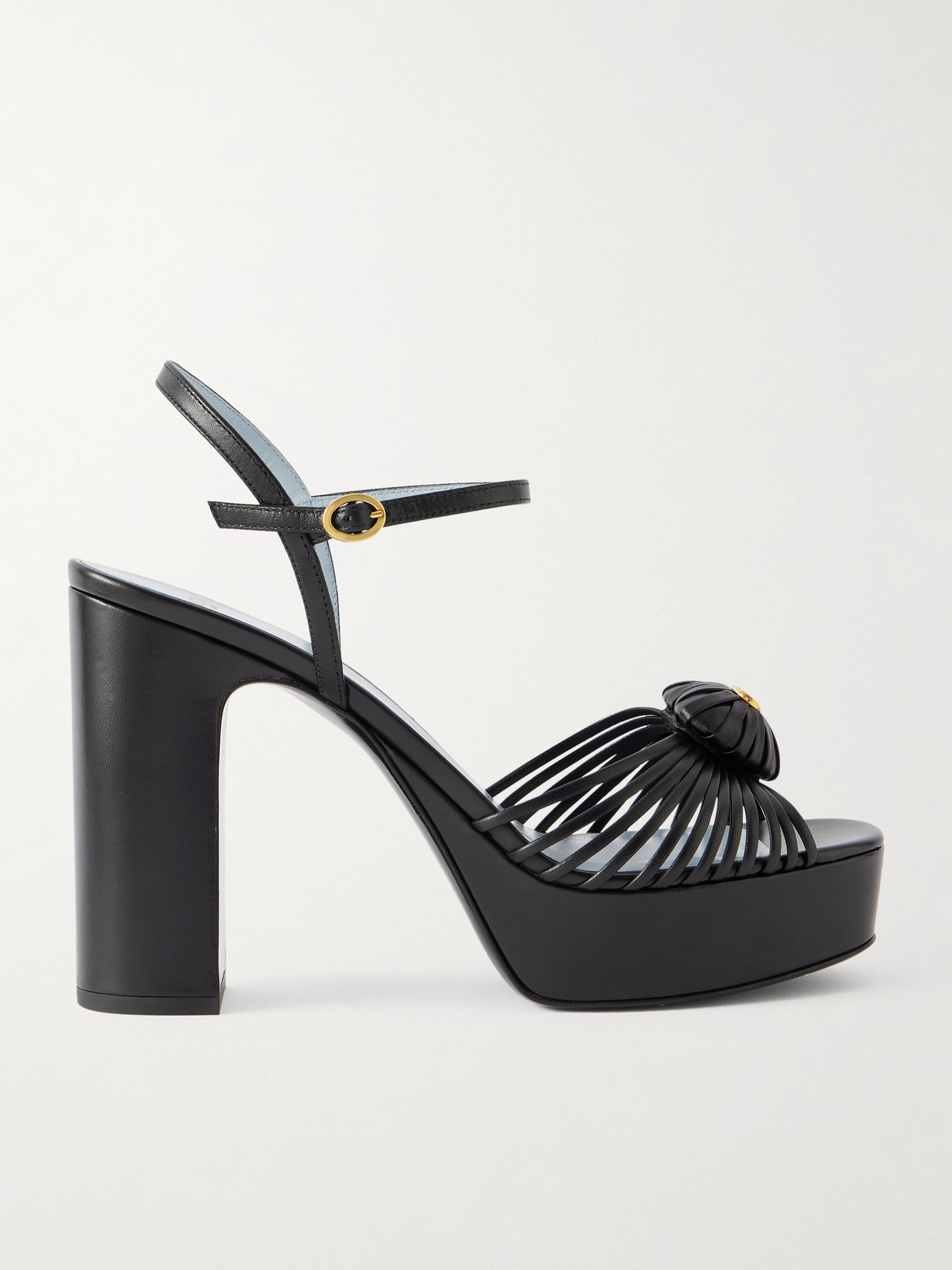 Valentino Garavani Royal 115 Embellished Leather Platform Sandals In Black