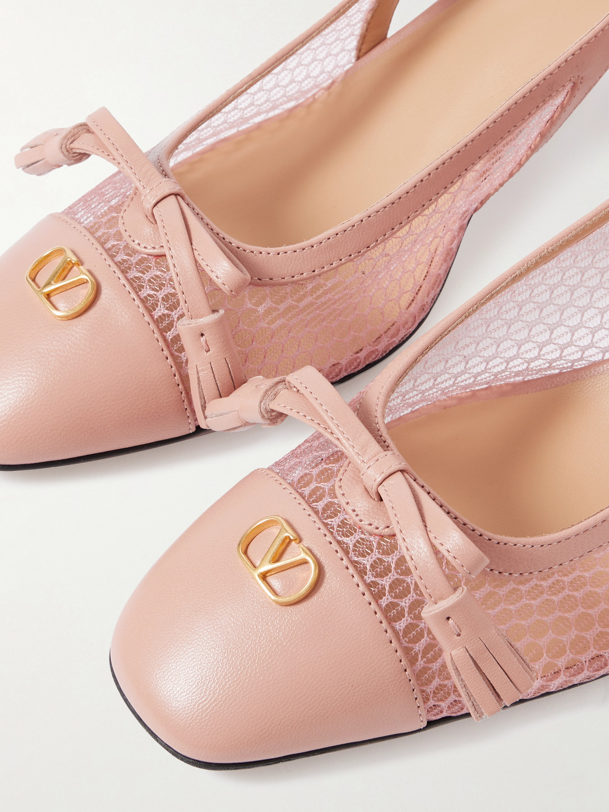 Valentino Garavani Valet Du Roi Slingback Pump In Mesh And Kidskin 60mm Woman Pink 42 In Neutral