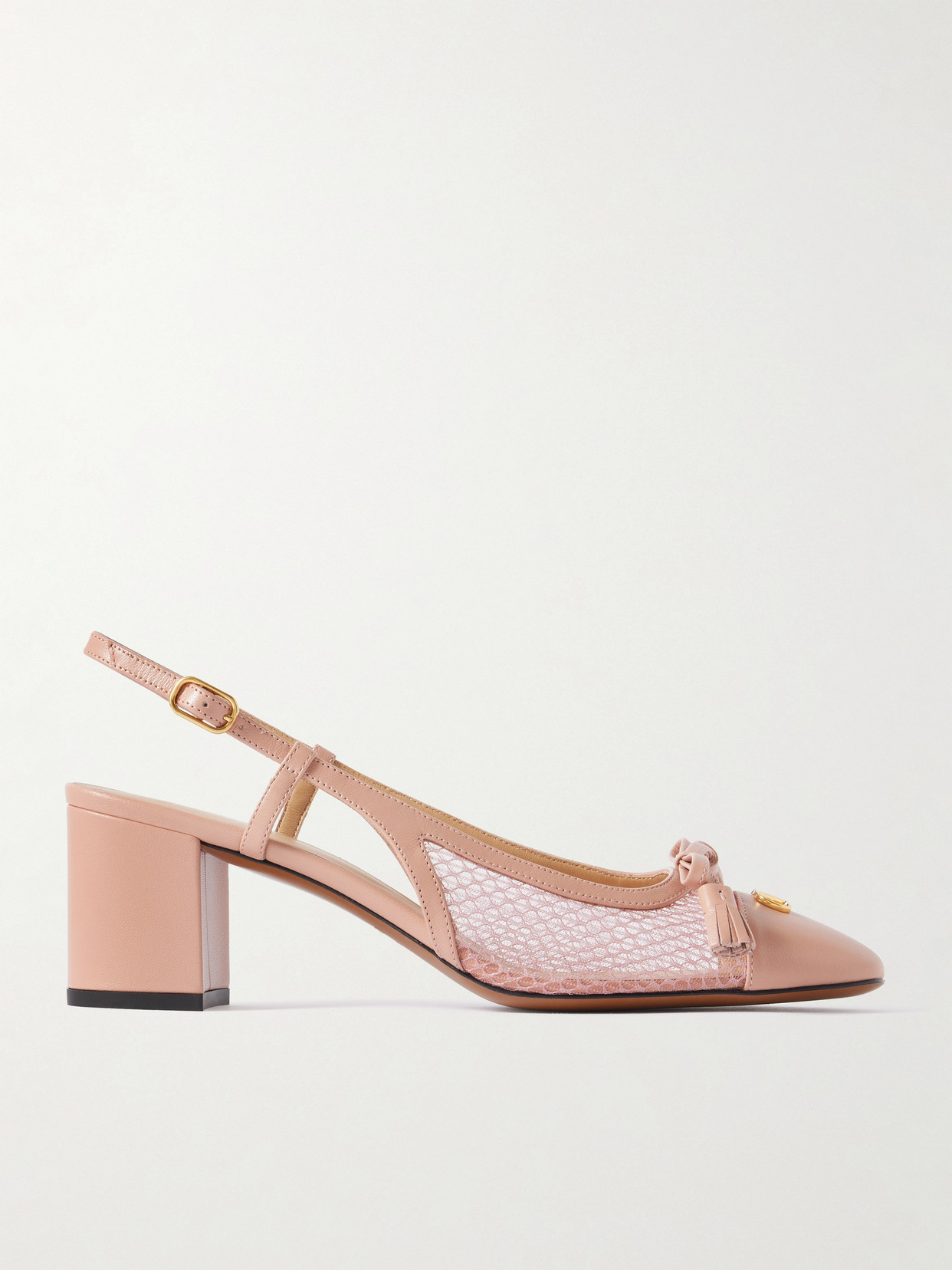 Valentino Garavani Valet Du Roi Slingback Pump In Mesh And Kidskin 60mm Woman Pink 42 In Neutral