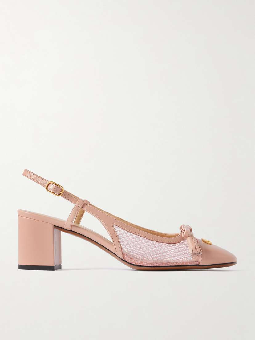 Valentino Garavani Valet Du Roi 60 Tasseled Leather And Mesh Slingback Pumps