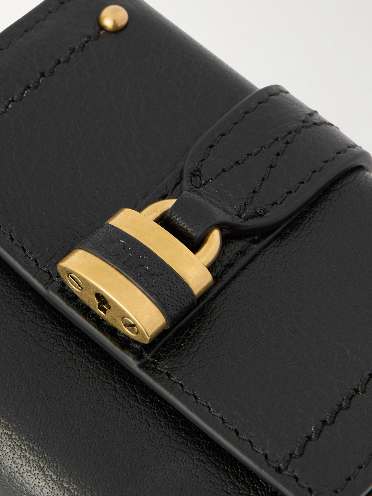 Chloé Paddington Embellished Textured-leather Cardholder In Black