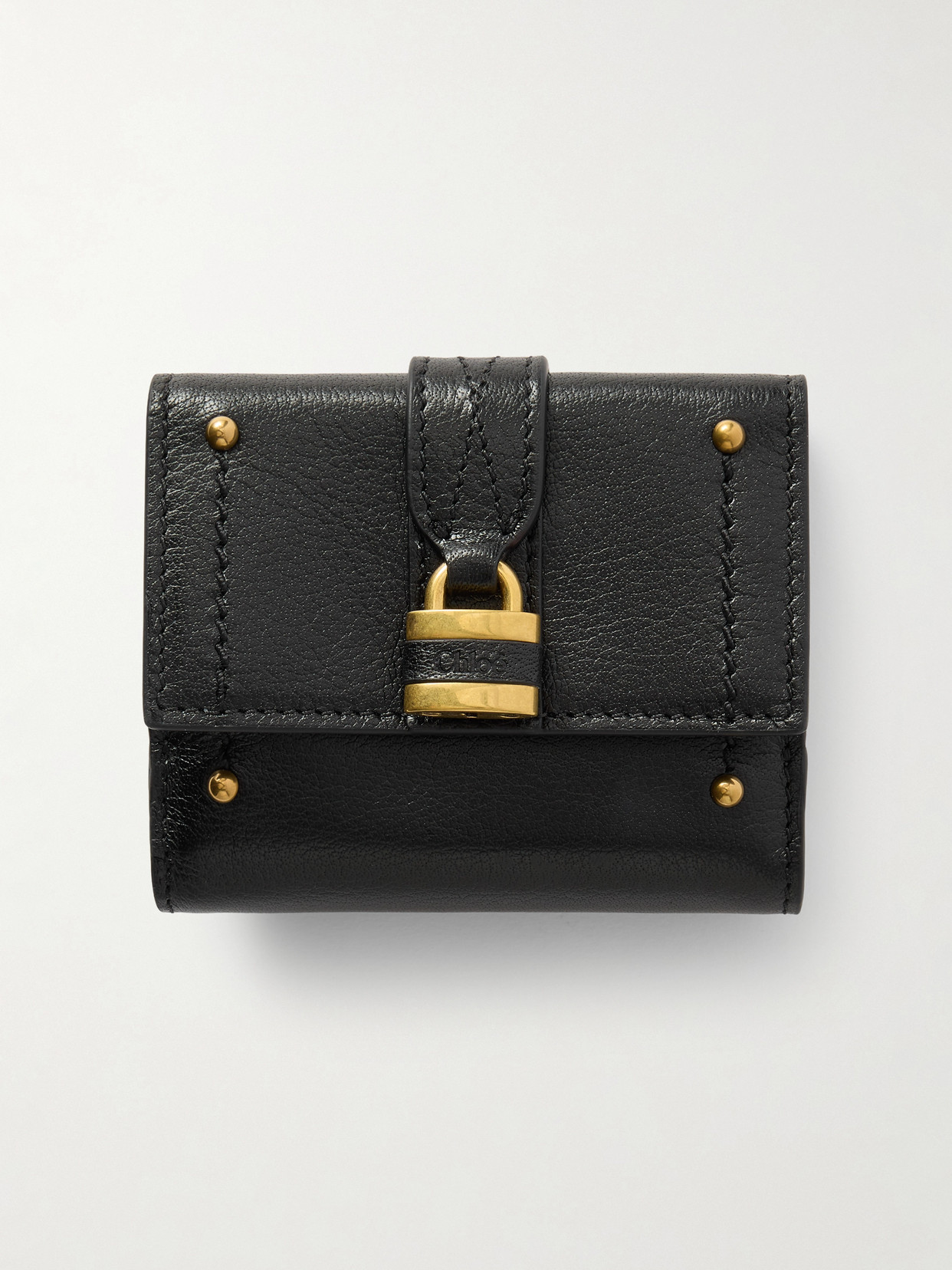 Chloé Paddington Embellished Textured-leather Cardholder In Black