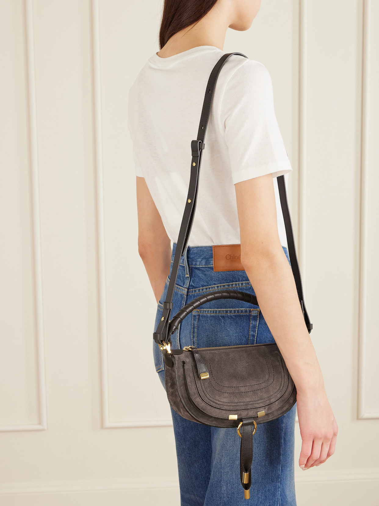 Chloé Marcie Suede Shoulder Bag In Brown