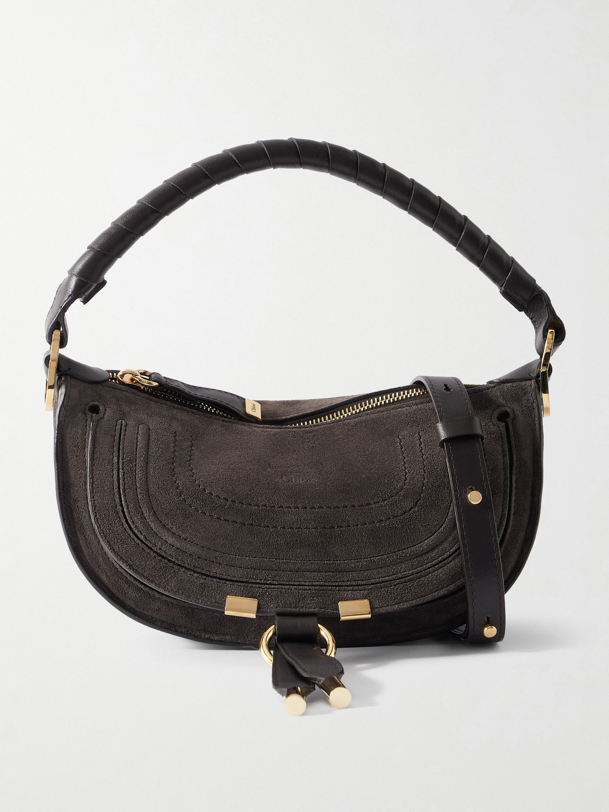 Chloé Marcie Suede Shoulder Bag In Brown