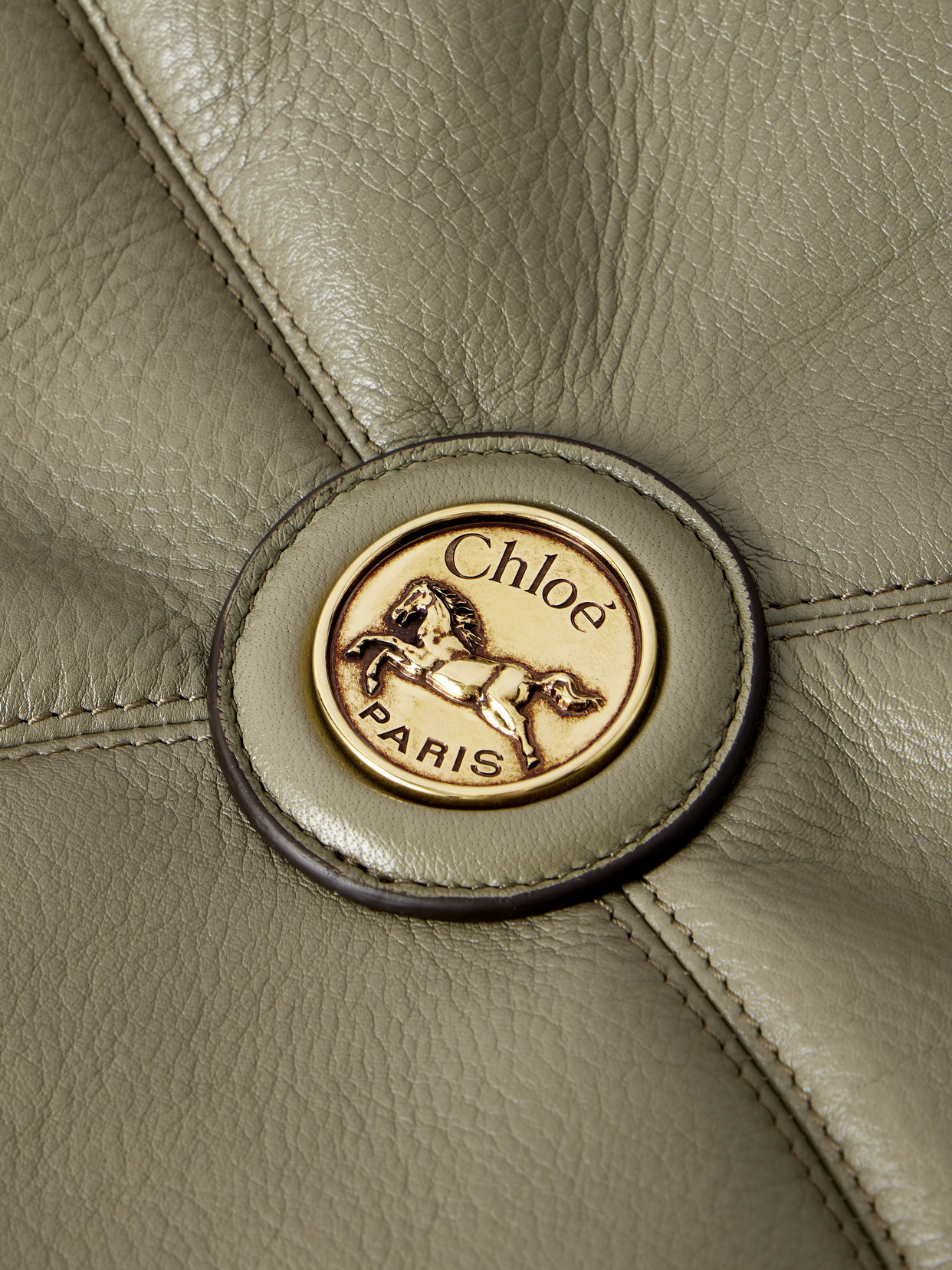 Chloé Baloon Full-grain Leather Tote Bag In Green