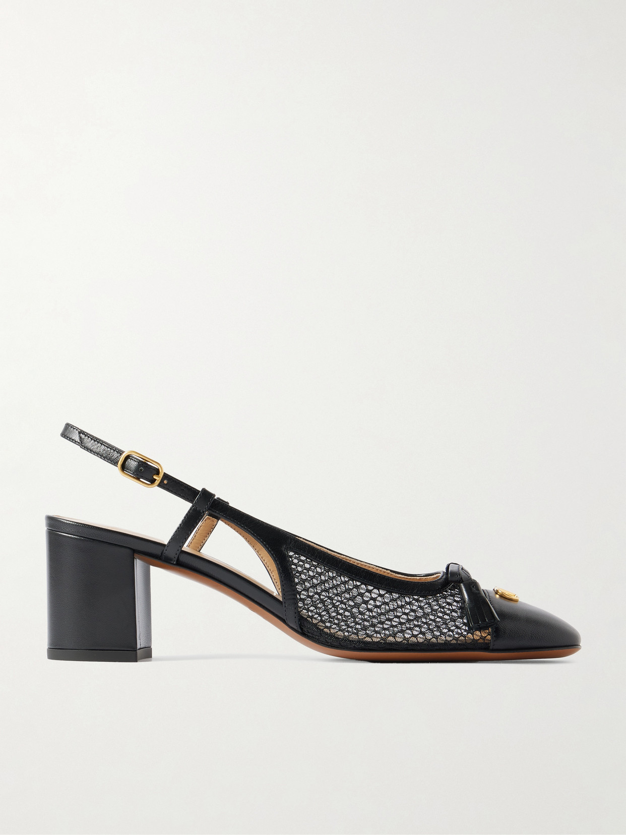 Valentino Garavani Valet Du Roi Slingback Pump In Mesh And Kidskin 60mm Woman Black 41.5 In Black