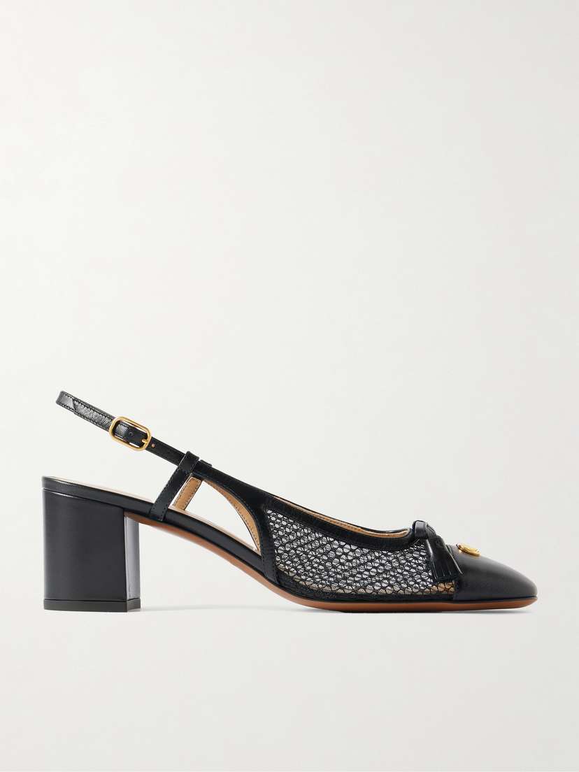 Valentino Garavani Valet Du Roi 60 Tasseled Leather And Mesh Slingback Pumps