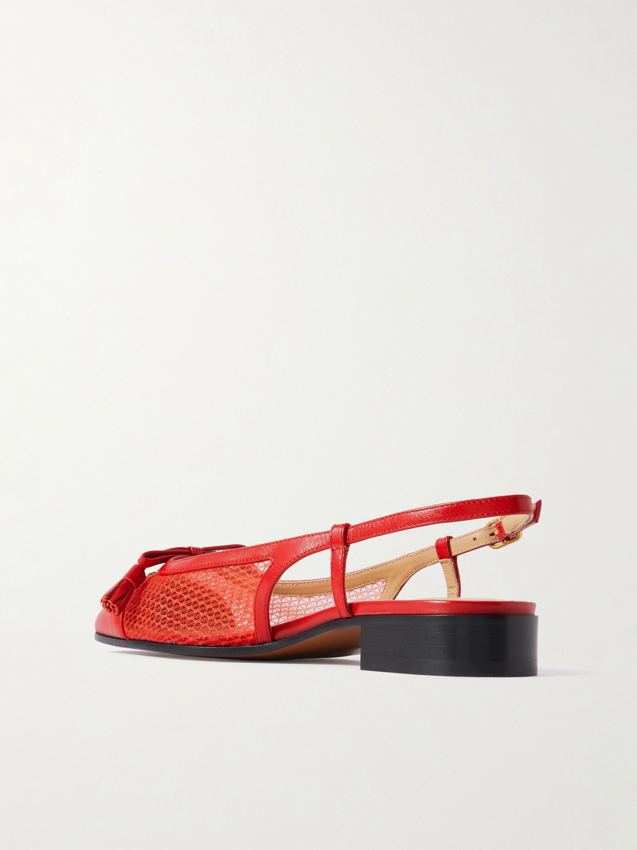 Valentino Garavani Valet Du Roi Slingback Ballerina In Mesh And Kidskin 25mm Woman Rouge Pur 41 In Red