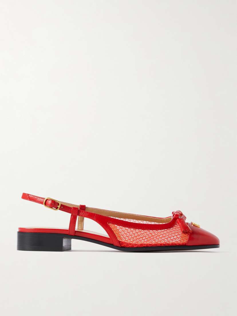 Valentino Garavani Valet Du Roi Tasseled Leather And Mesh Slingback Ballet Flats