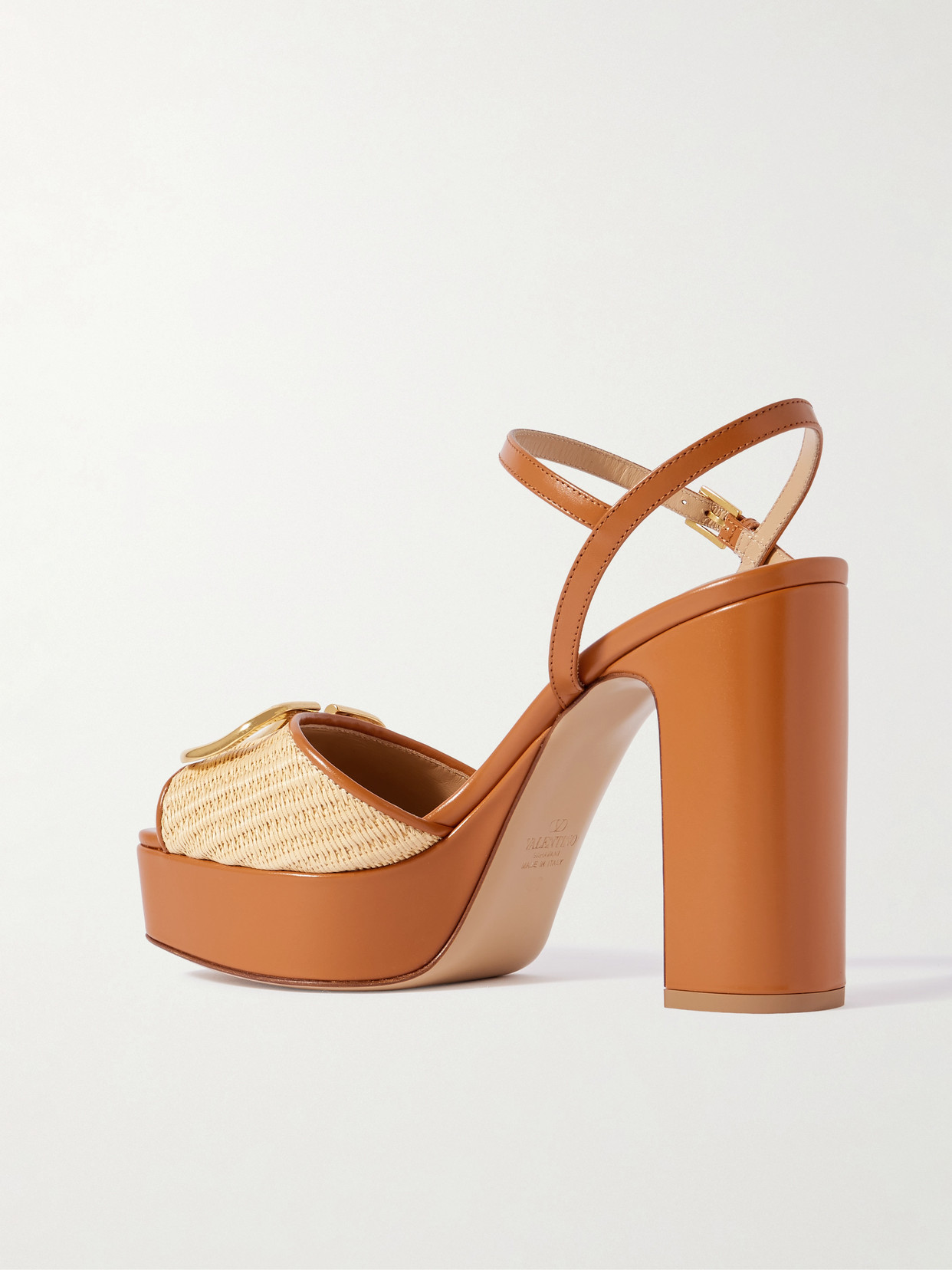 Valentino Garavani Vlogo Signature Platform Sandal In Raffia 115mm Woman Beige 42 In Brown