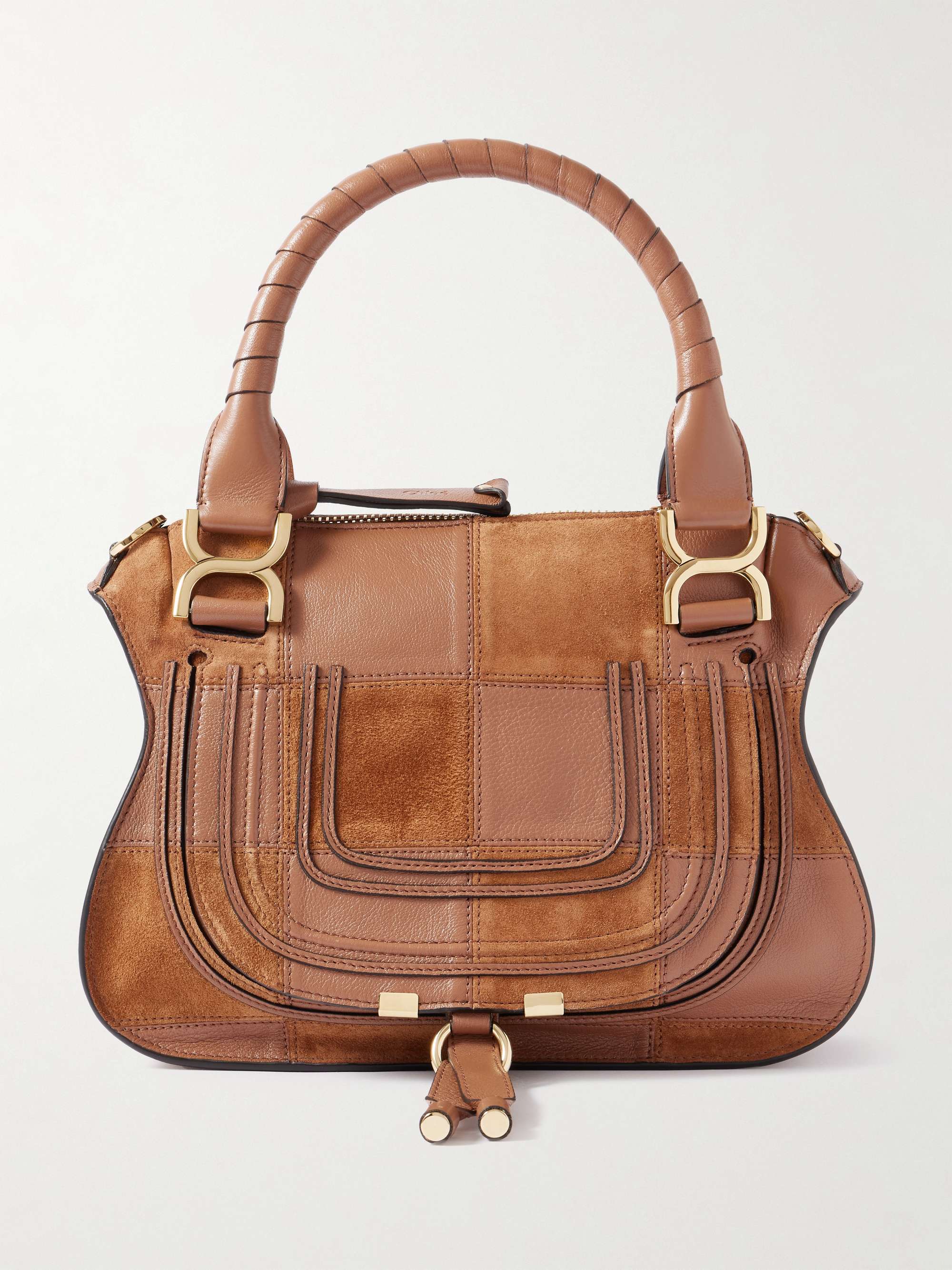 CHLO Marcie Patchwork Leather And Suede Shoulder Bag NET A PORTER