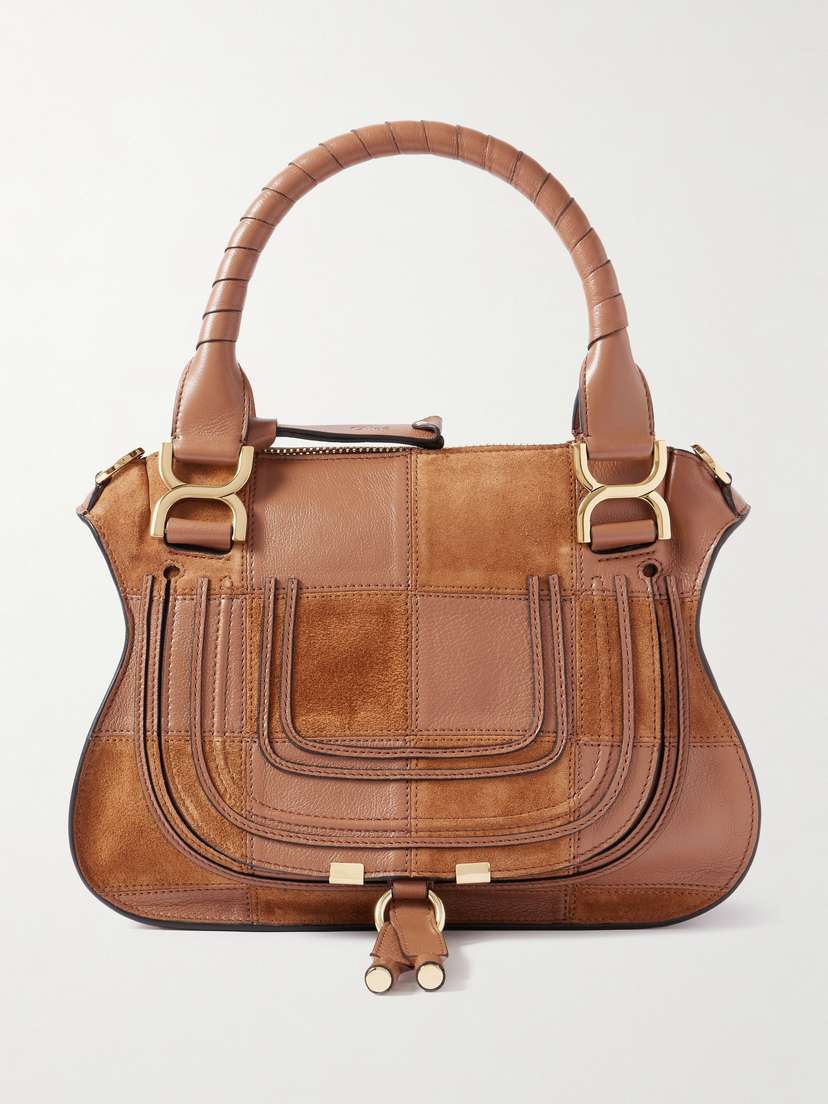Chloé Marcie Patchwork Leather And Suede Shoulder Bag