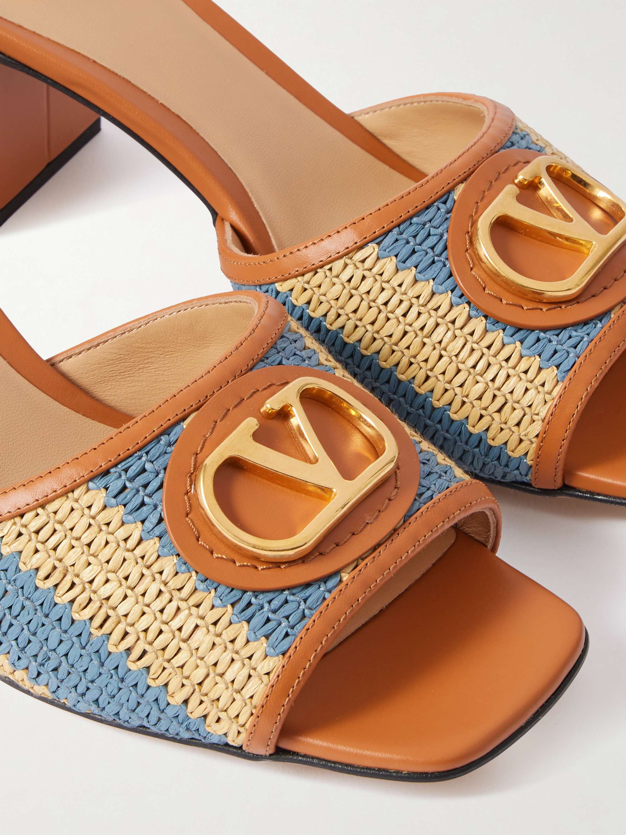 VALENTINO GARAVANI VLogo Signature 60 leather-trimmed striped