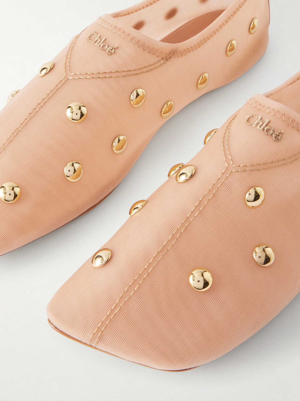 Chloé Rita Blushy Beige Ballet Flats In Transparent Mesh Women In Neutral