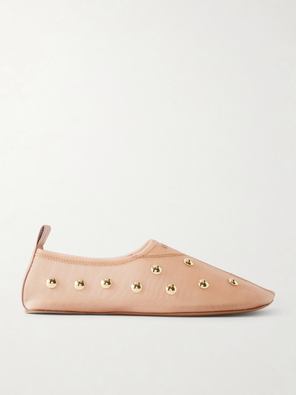 Chloé Rita Studded Mesh Flats In Pink