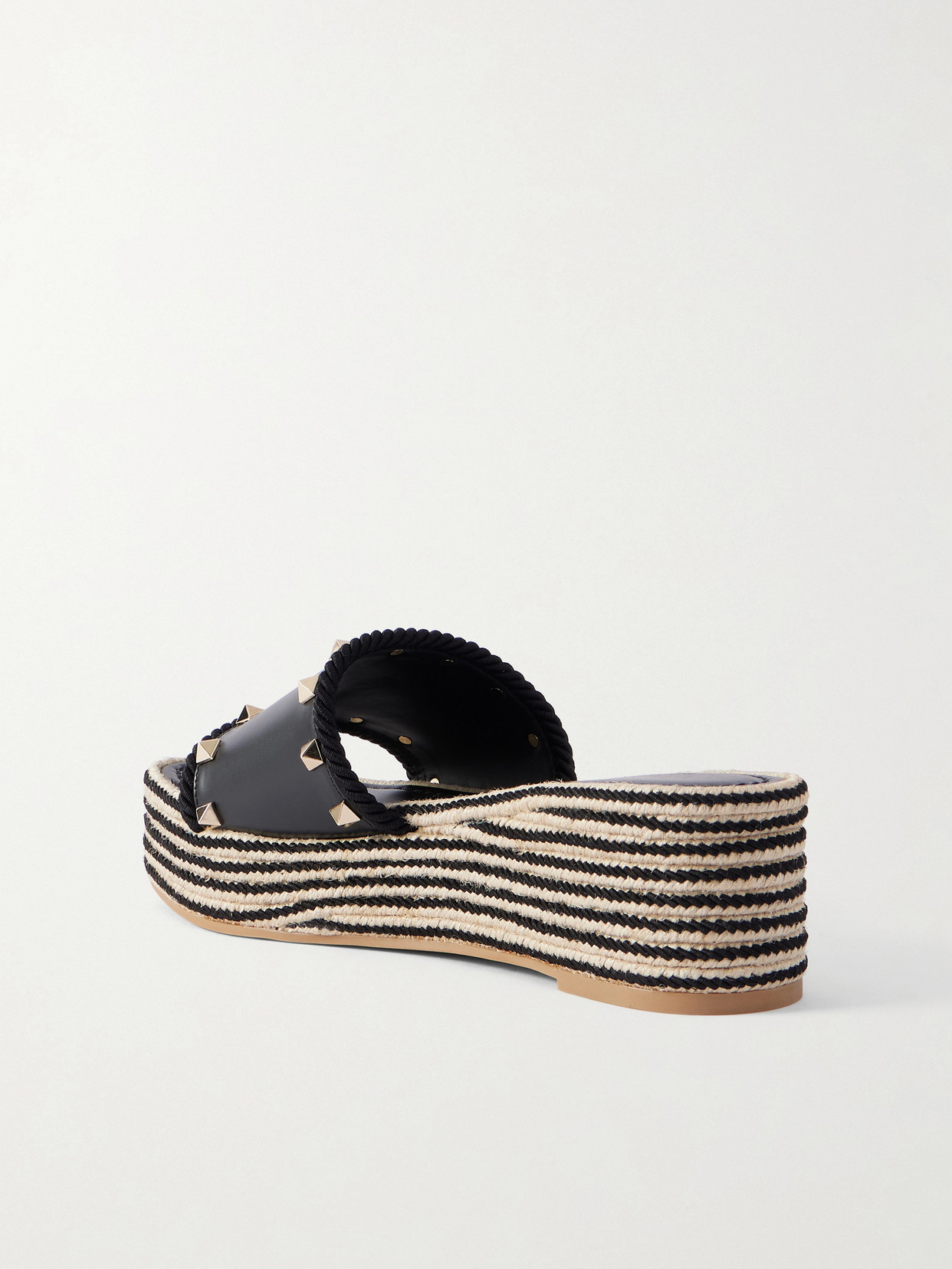 Garavani - Rockstud Leather Platform Espadrille Slides