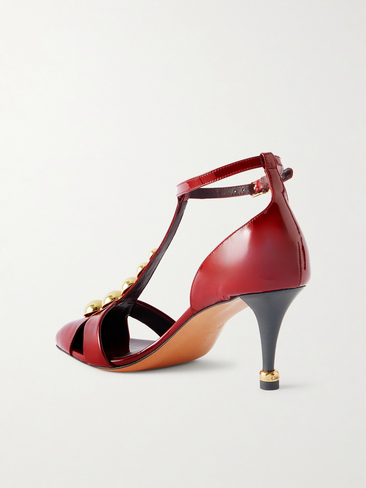 Chloé Cleiat Embellished Patent-leather Pumps In Red