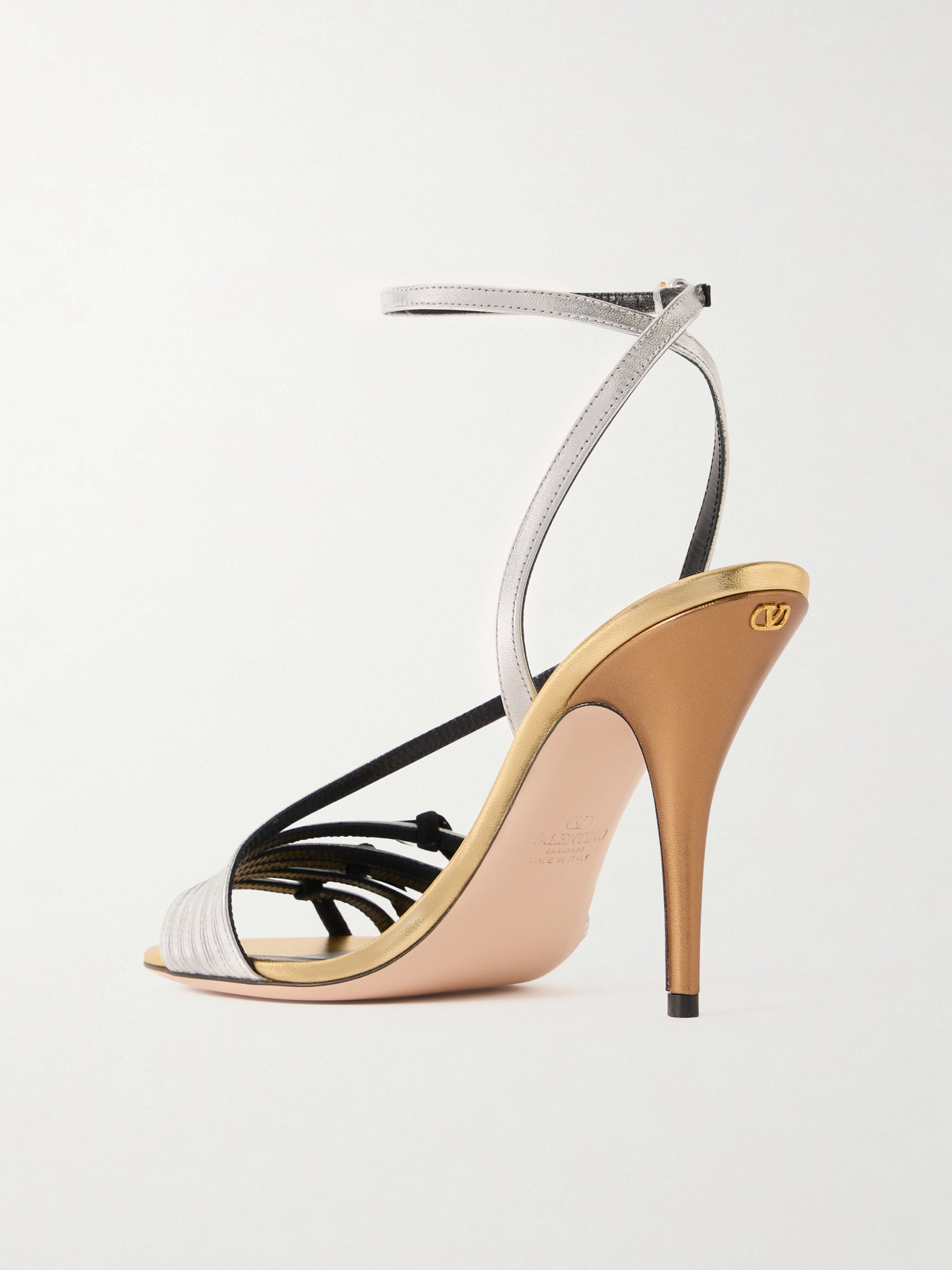 Garavani - Nodine 100 Bow-Detailed Metallic-Leather Sandals