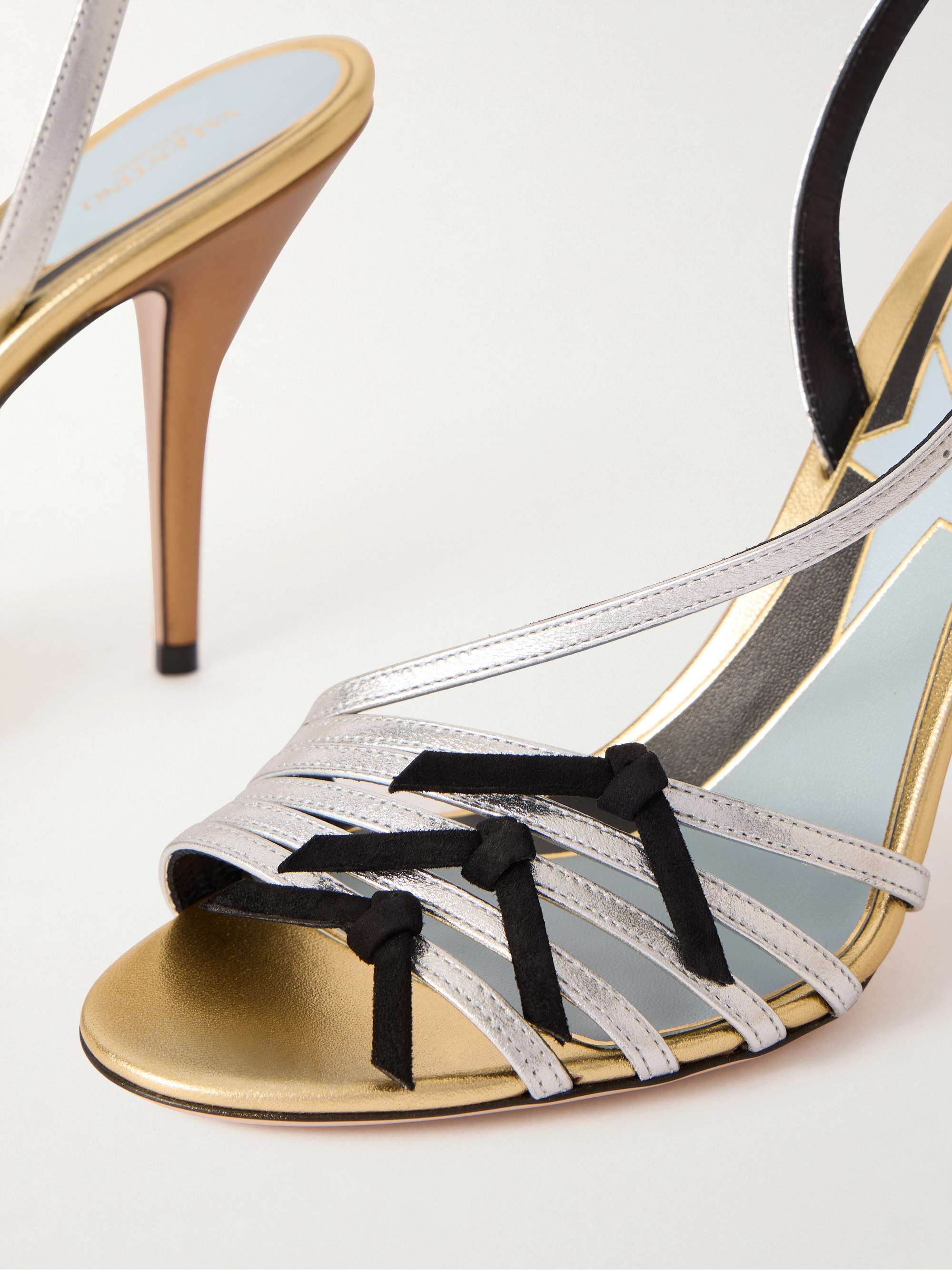 VALENTINO GARAVANI Nodine 100 bow-detailed metallic-leather