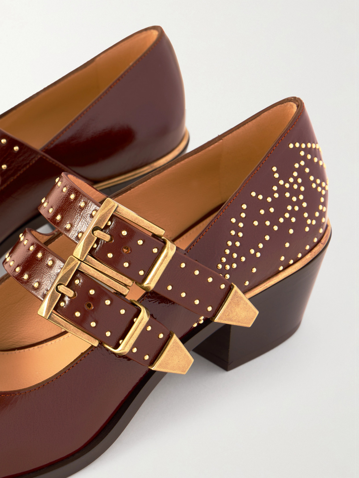 Chloé Susanna Studded Leather Mary Jane Pumps In Multi