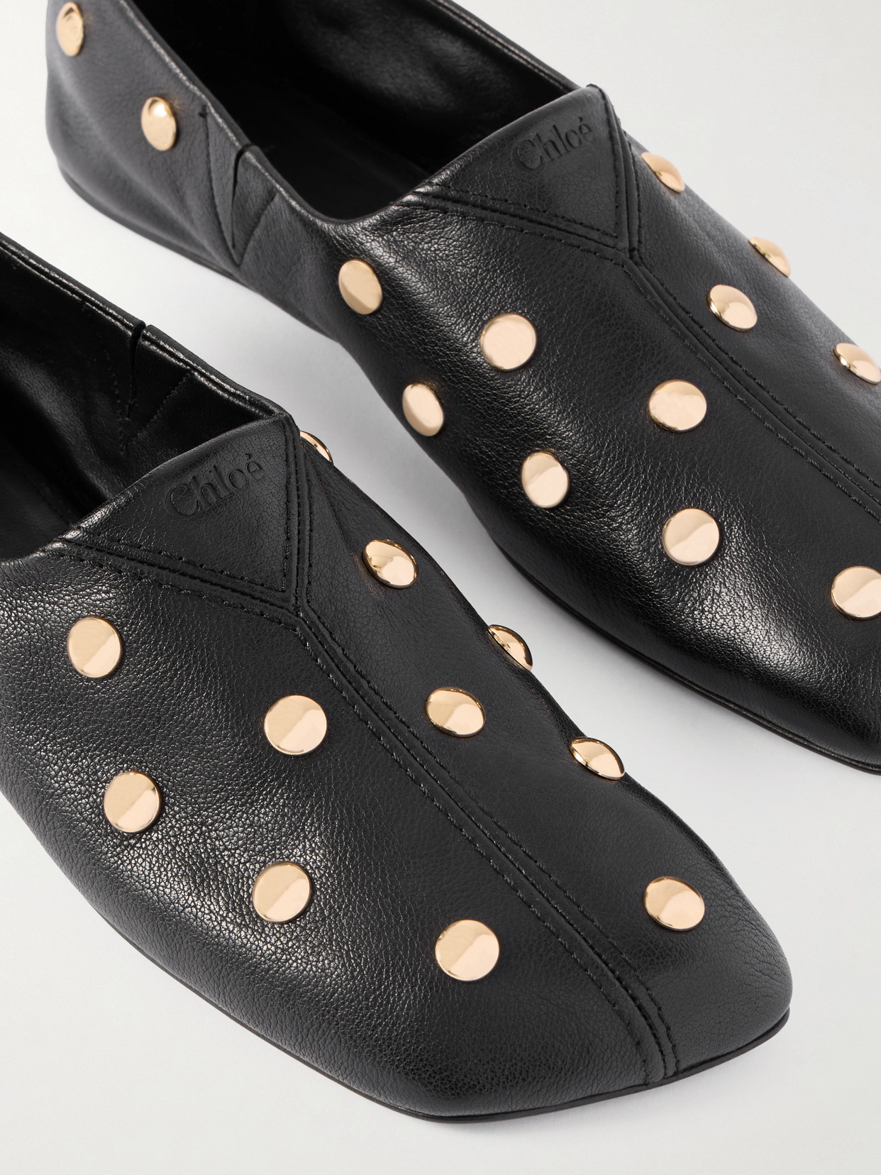 Chloé Rita Embellished Leather Ballet Flats In Black