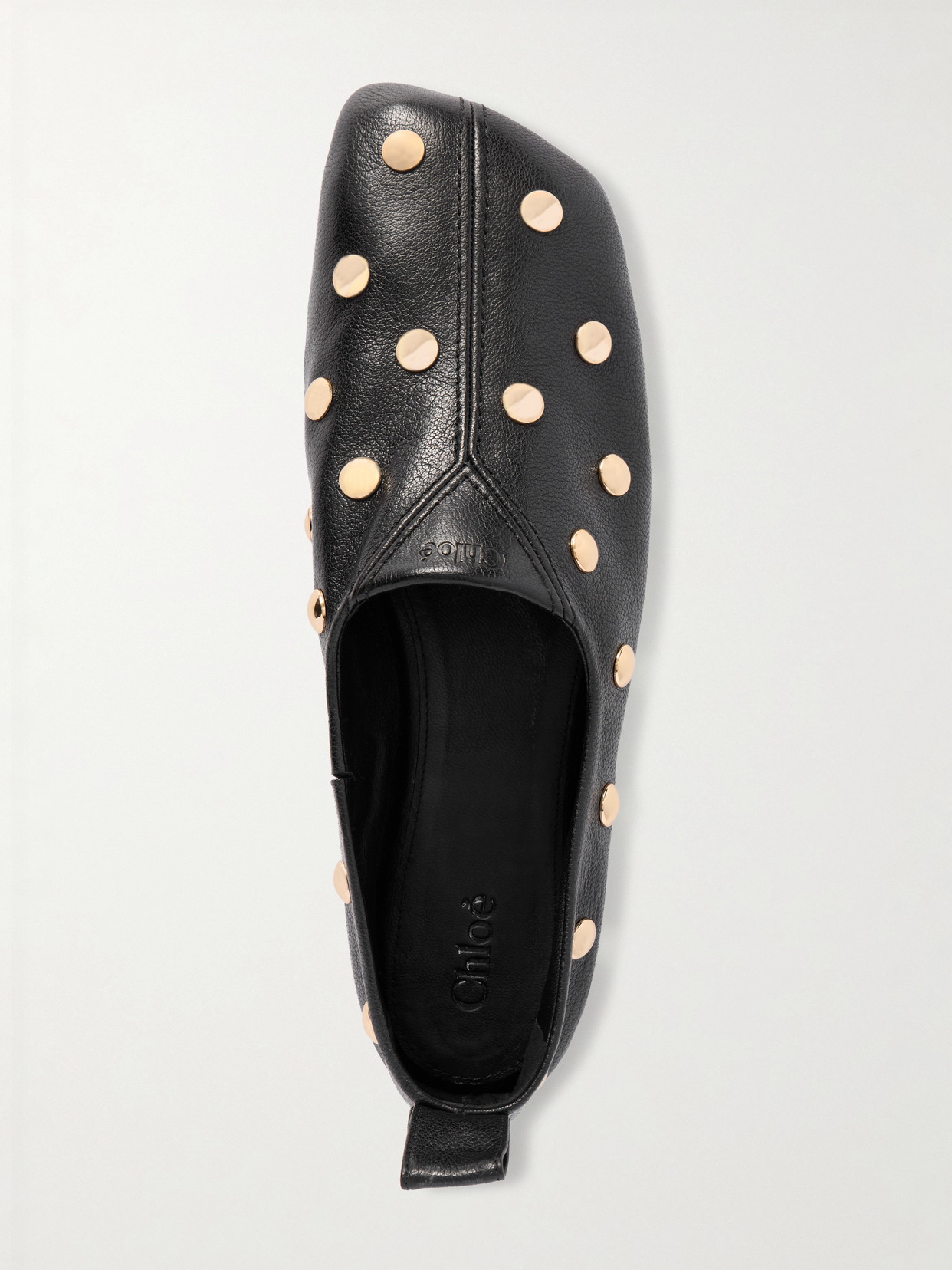 Chloé Rita Embellished Leather Ballet Flats In Black