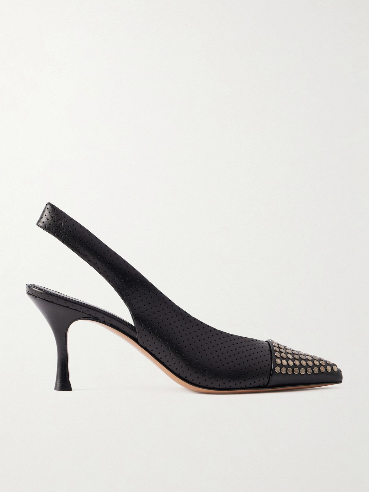 Chloé Alba Studded Perforated Leather Pumps In Black