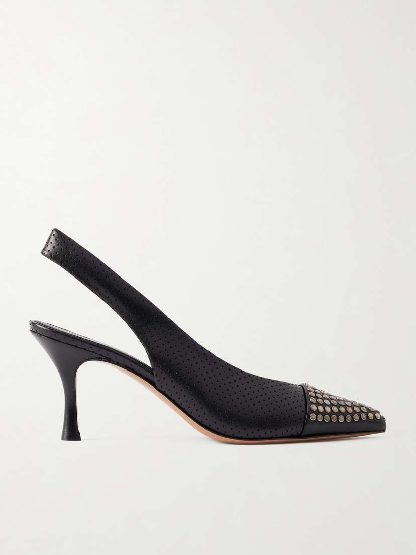 Chloé Alba Studded Perforated Leather Pumps