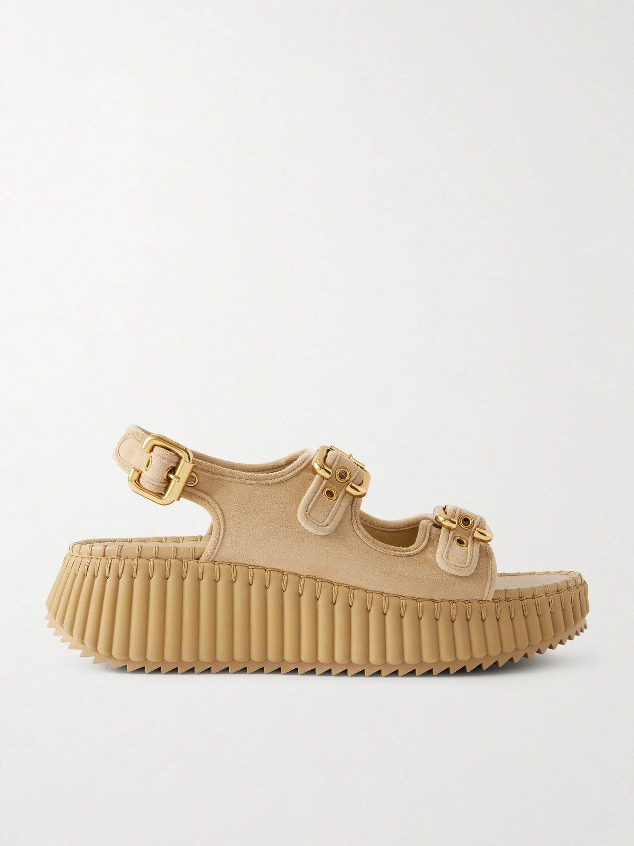 Chloé Nama Suede Platform Sandals In Nude