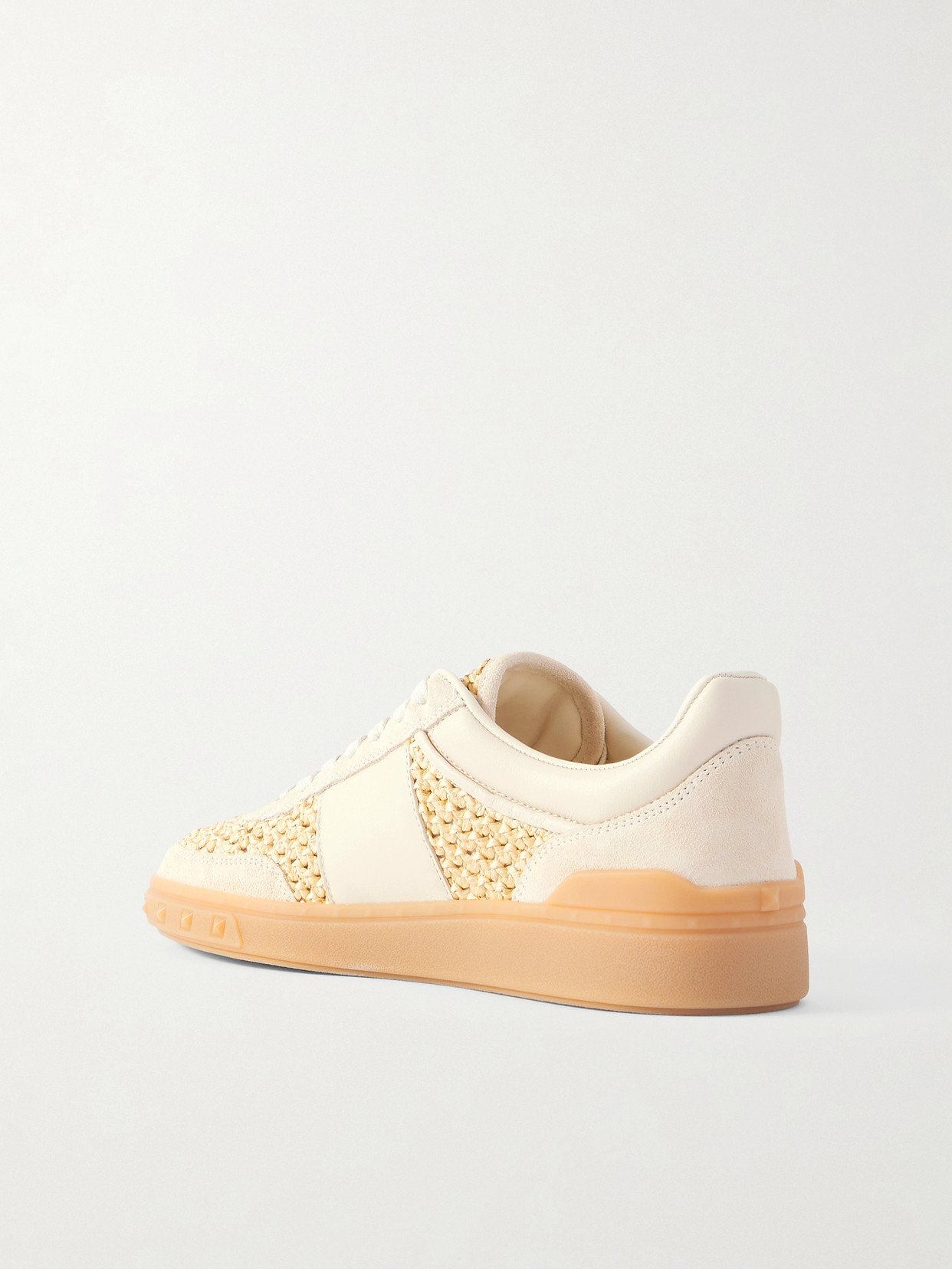 Valentino Garavani Upvillage Sneakers In Woven Raffia In Neutral