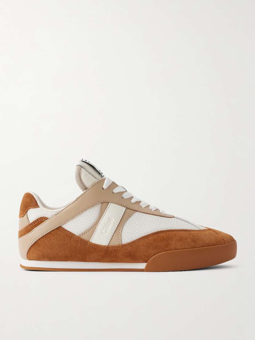Chloé Kick Leather And Suede-trimmed Mesh Sneakers