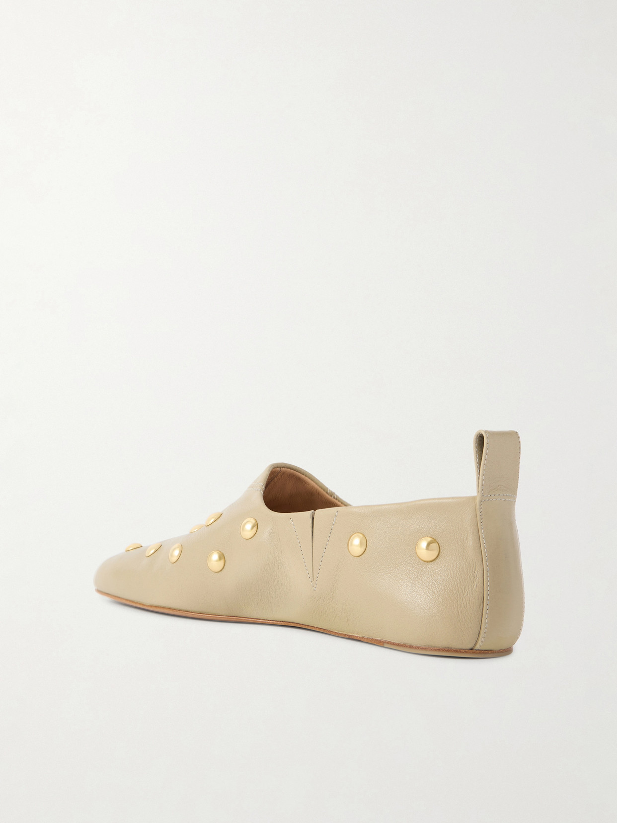 Chloé Rita Embellished Leather Ballet Flats In Neutral