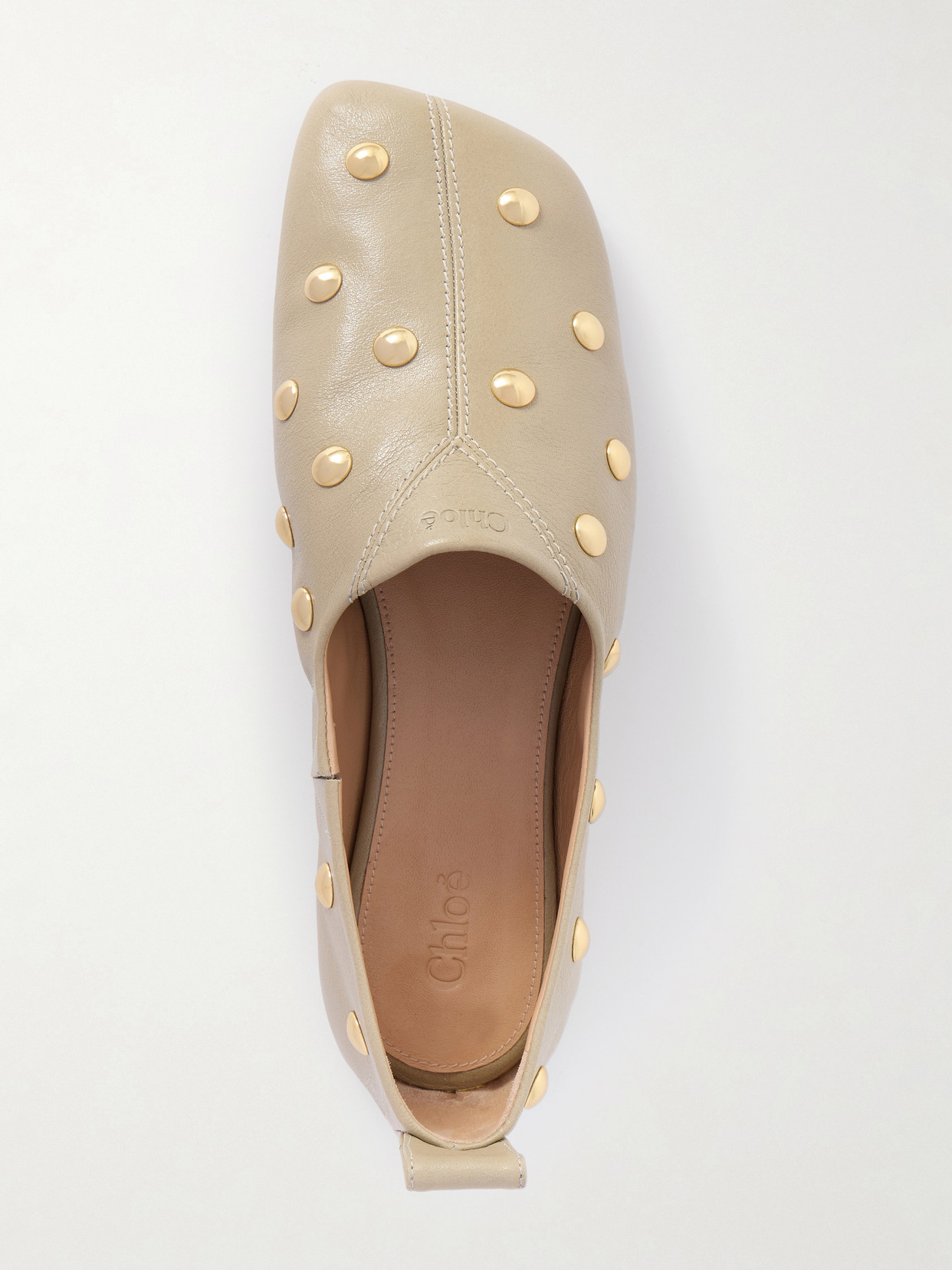 Chloé Rita Embellished Leather Ballet Flats In Neutral