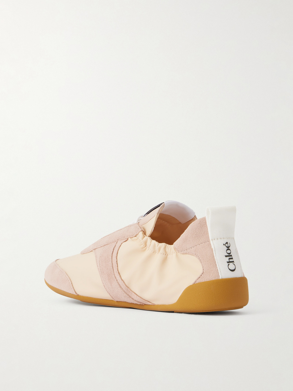 Chloé Kick Suede-trimmed Shell Sneakers In Neutral