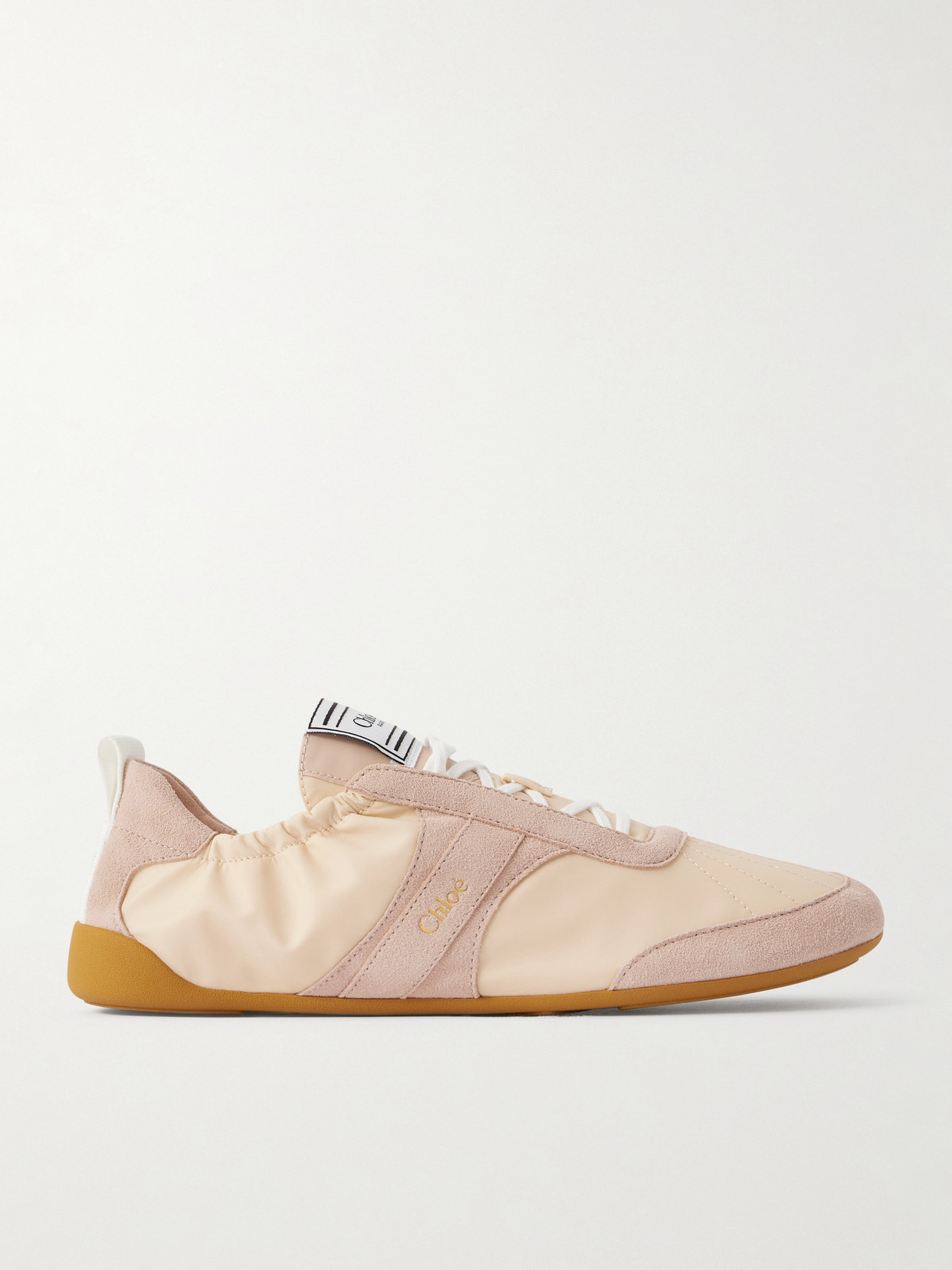 Chloé Kick Suede-trimmed Shell Sneakers In Neutral