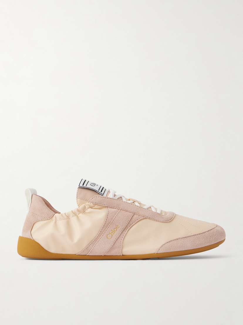 Chloé Kick Suede-trimmed Shell Sneakers