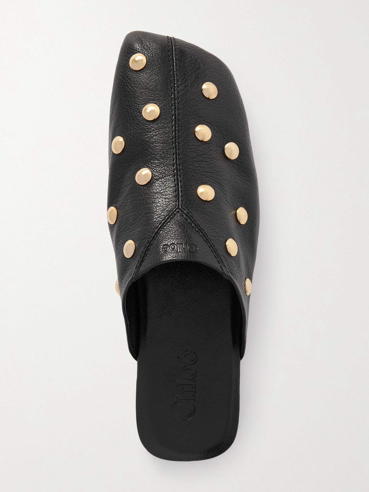 Chloé Studded Textured-leather Mules In Multi