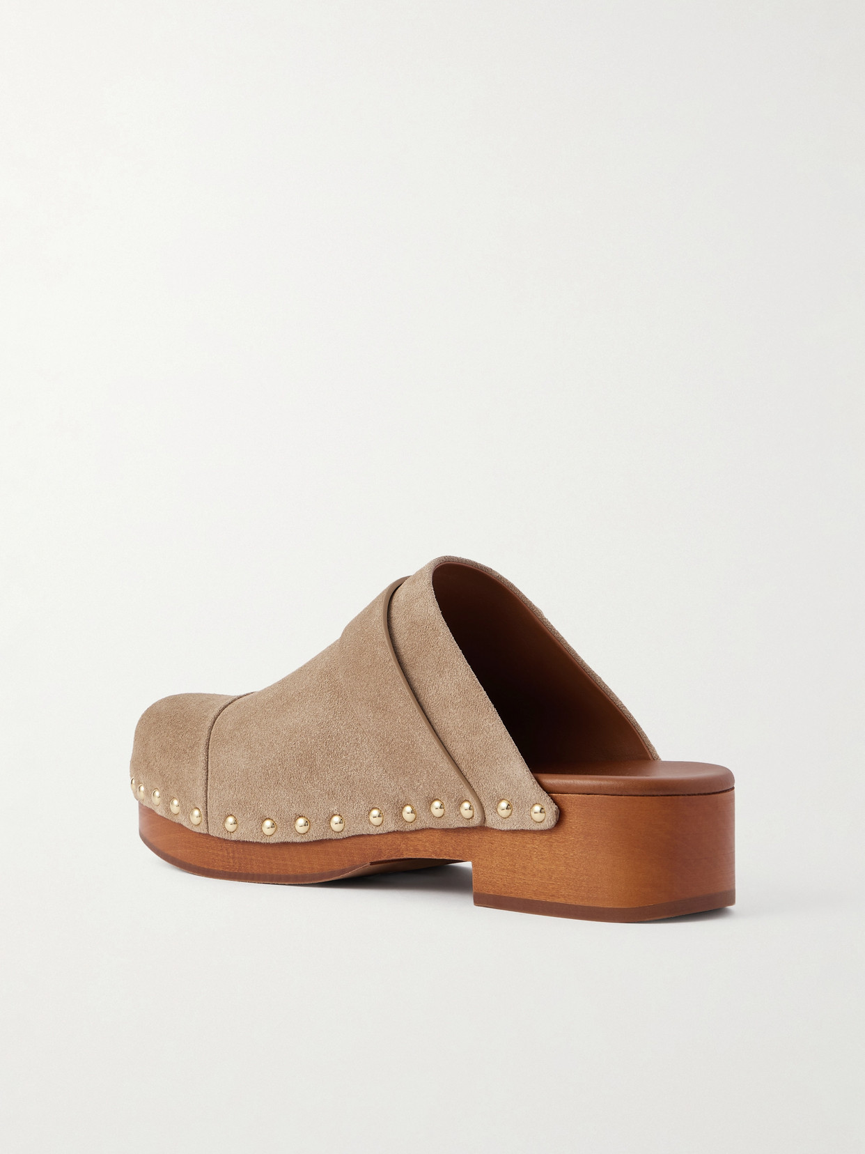 Chloé Jeannette Embellished Suede Clogs In Neutral