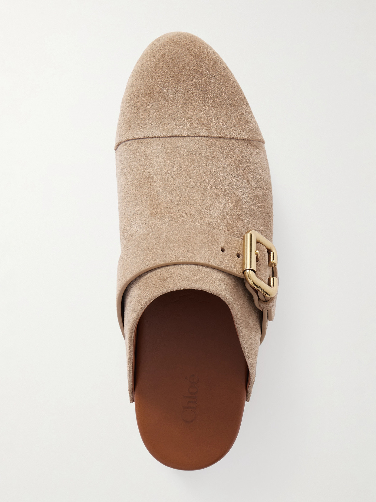 Chloé Jeannette Embellished Suede Clogs In Neutral