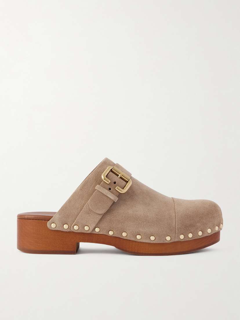 Chloé Jeannette Embellished Suede Clogs