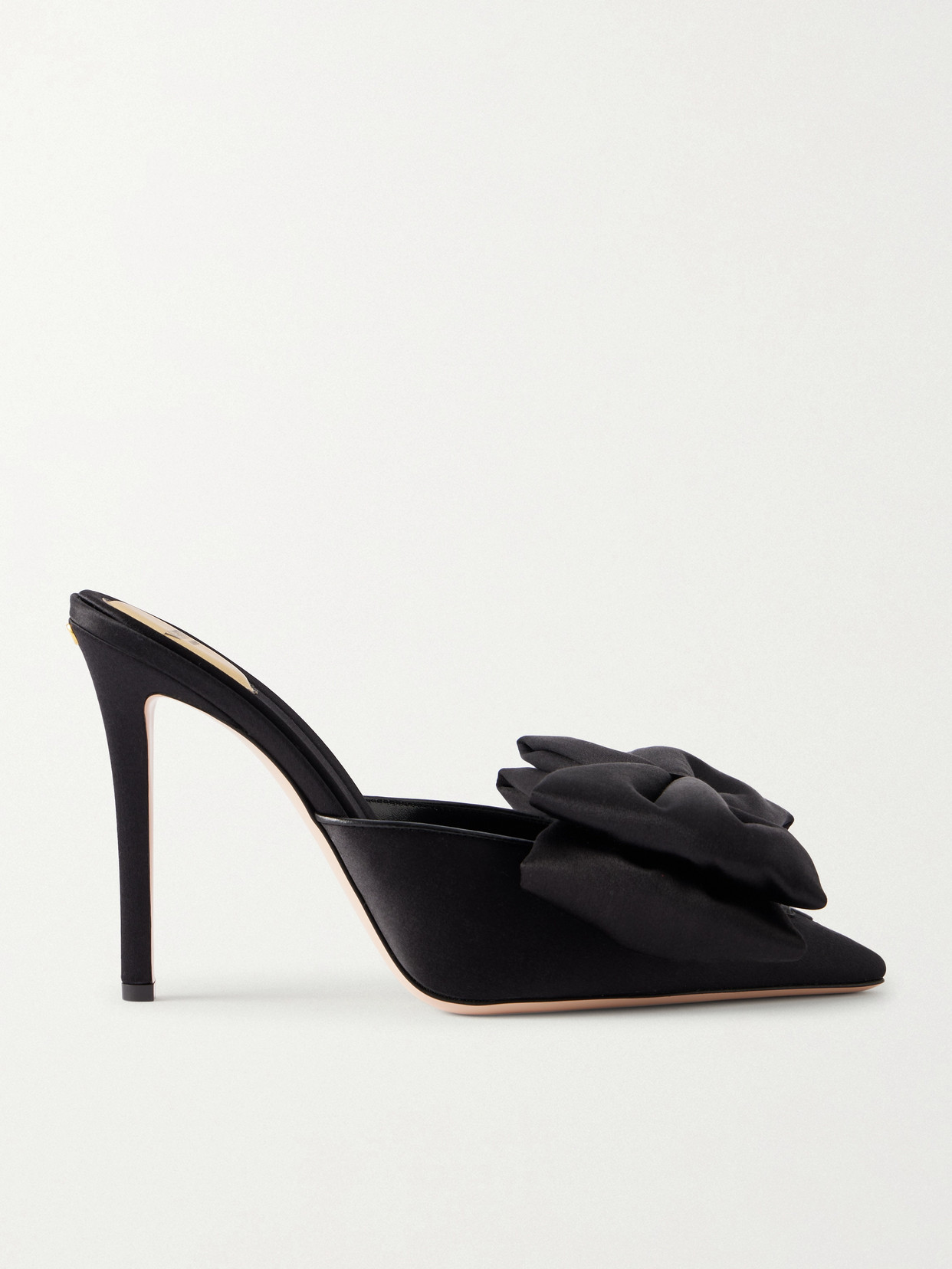 Valentino Garavani Yolande Bow-embellished Satin Mules In Black