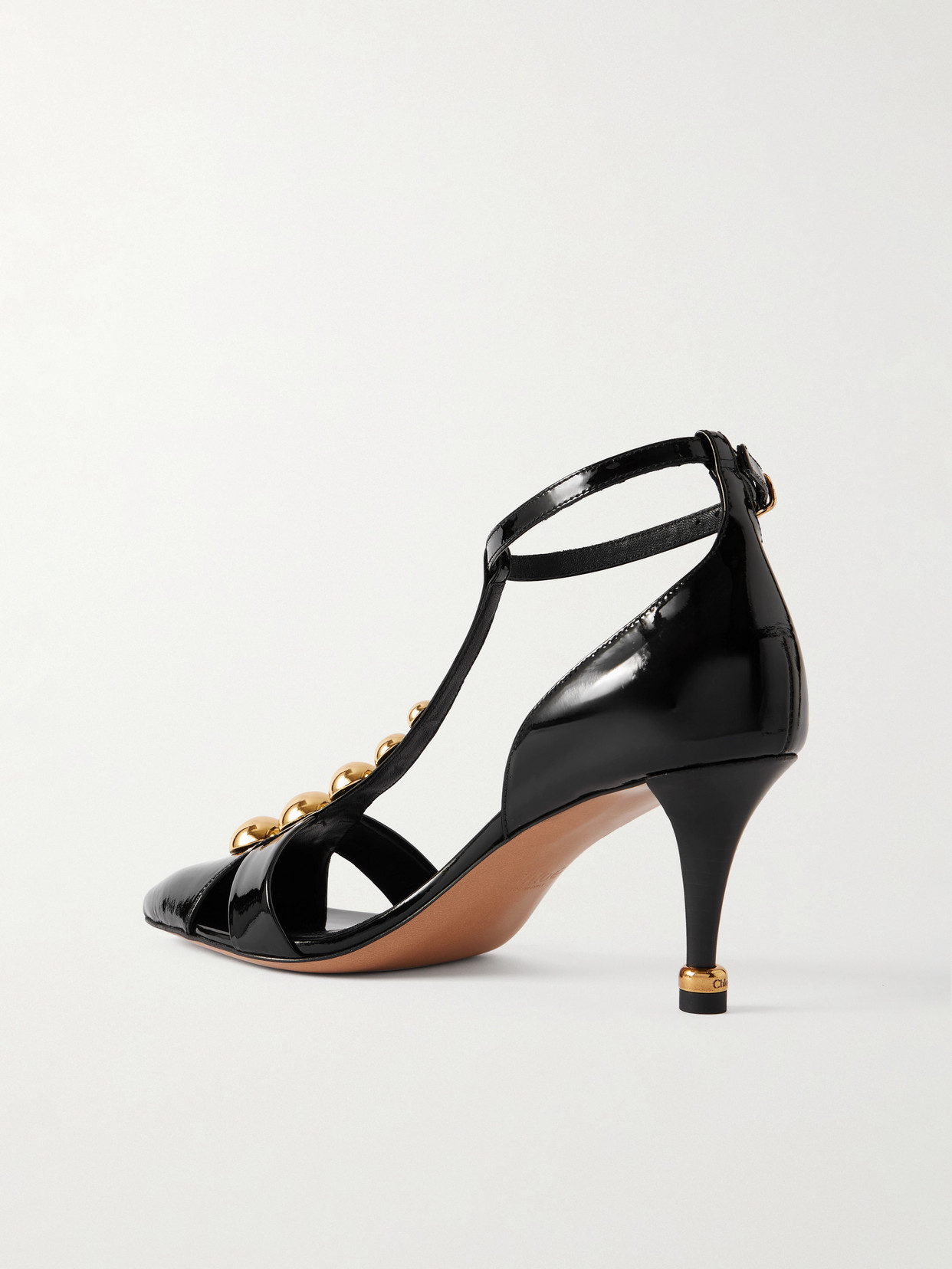 Chloé 70mm Cleia Studded Patent Leather Pumps In Black