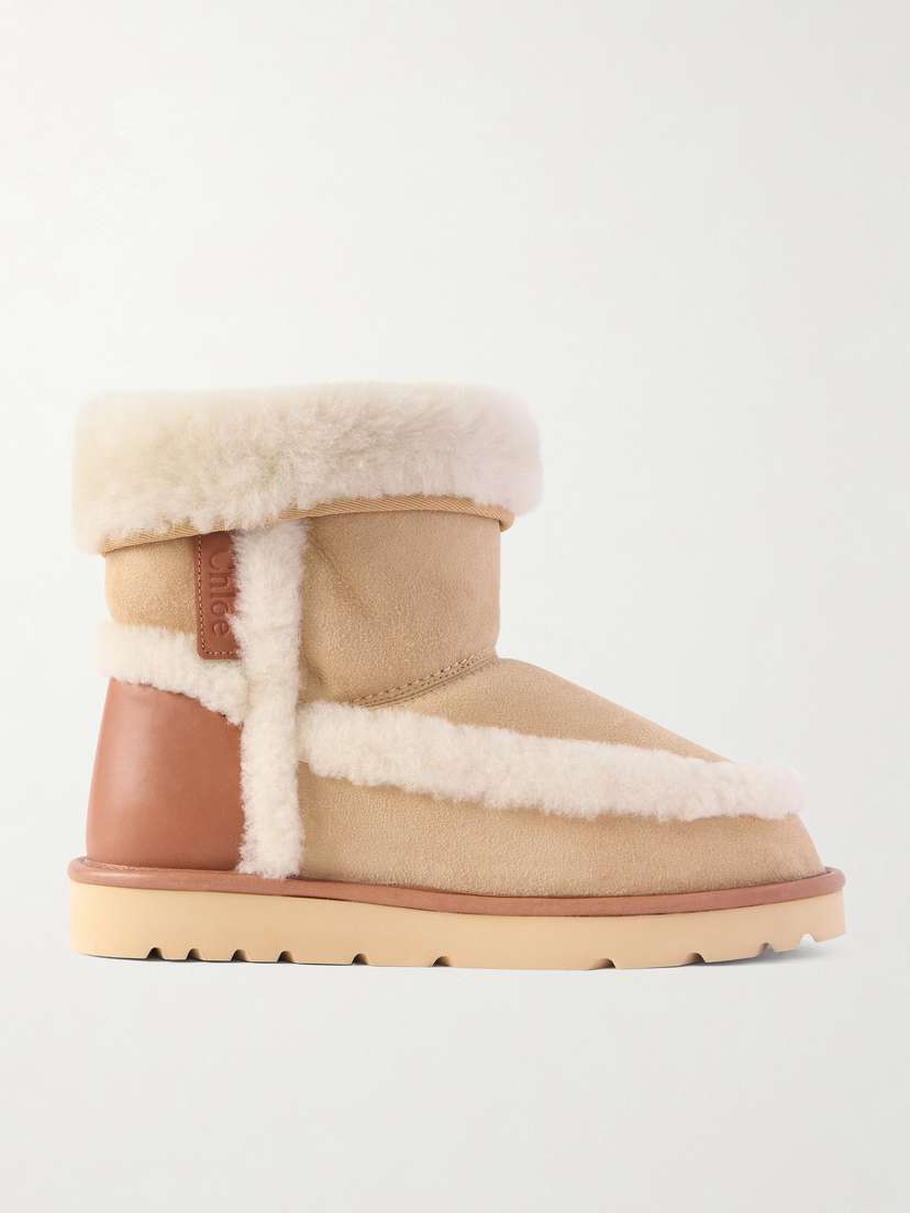 Chloé Dolcie Shearling-trimmed Suede Ankle Boots