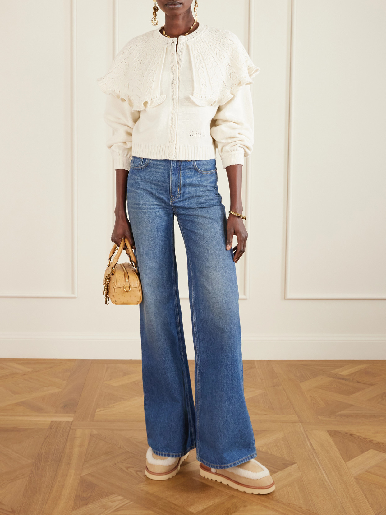 Chloé Dolcie Shearling-trimmed Suede Ankle Boots In Multi