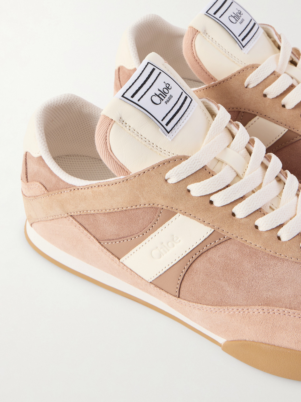 Chloé Kick Paneled Leather-trimmed Suede Sneakers In Pink