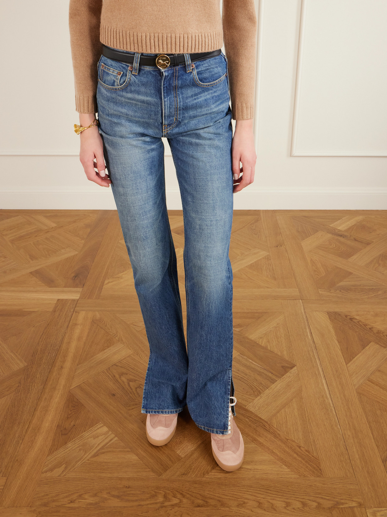 Chloé Kick Paneled Leather-trimmed Suede Sneakers In Pink