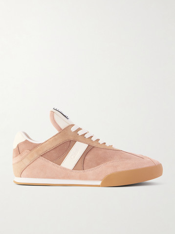 Chloé Kick paneled leather-trimmed suede sneakers