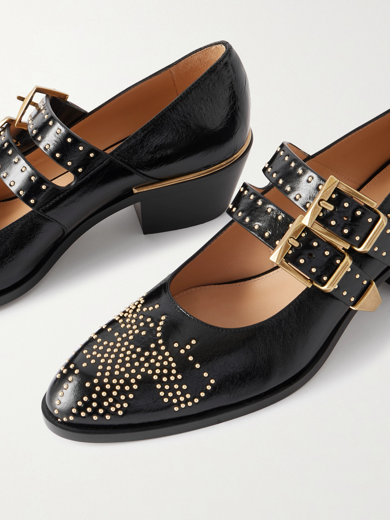 Chloé Susanna Studded Leather Mary Jane Pumps In Black